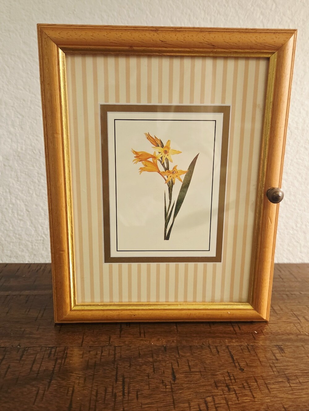 Vintage Wall Mounted Cabinet Jewelry Key Safe Photo Frame Made In Italy 6 Hooks